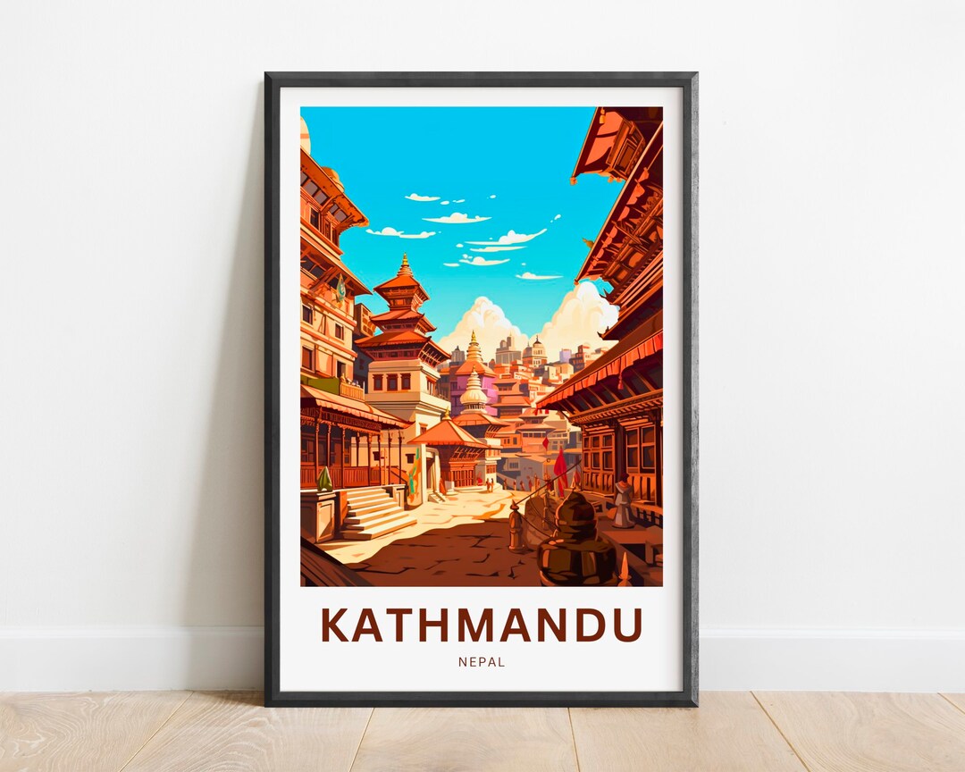 Kathmandu Travel Print Kathmandu Poster Nepal Wall Art Etsy