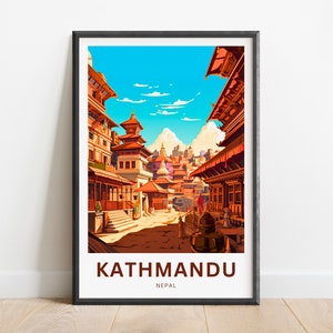 Kathmandu Travel Print - Kathmandu poster, Nepal Wall Art, Framed present, Gift Nepal Present