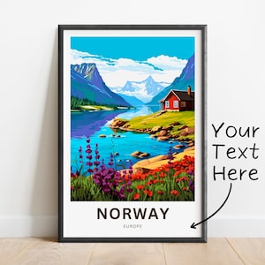 Personalized Norway Travel Print - Norway poster, Europe Wall Art, Framed present, Gift Europe Present
