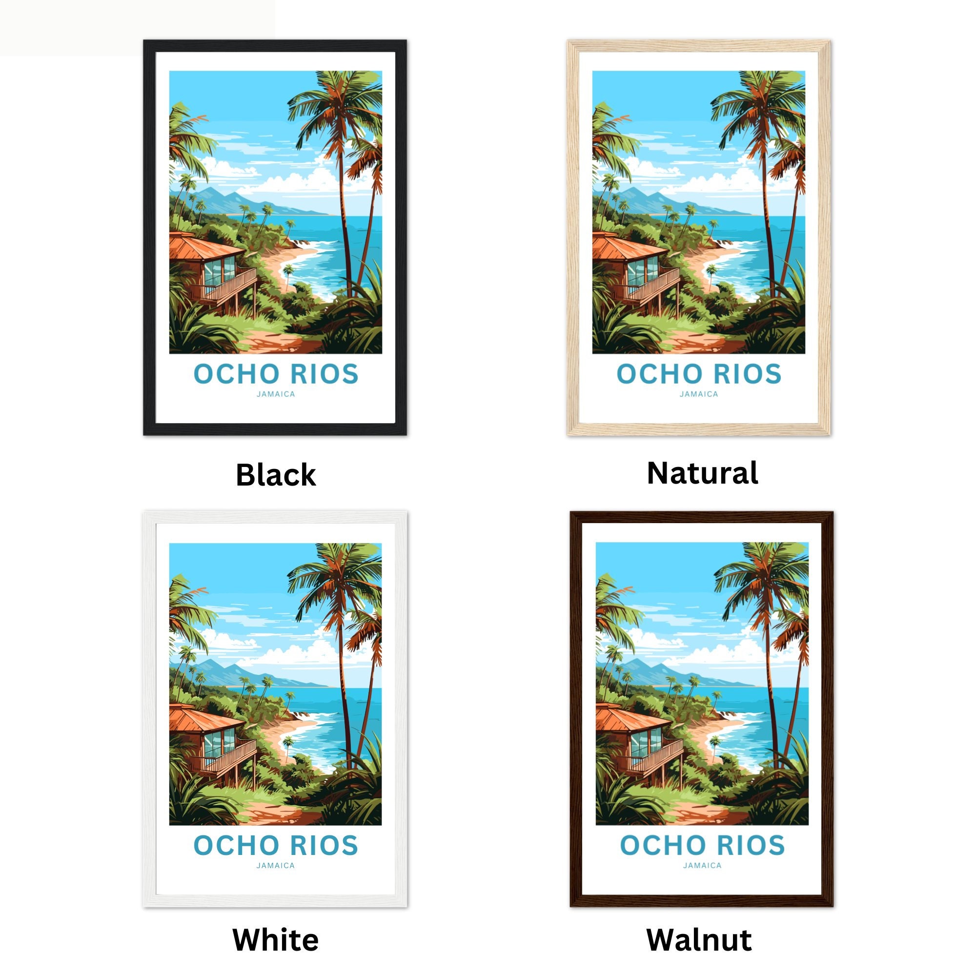 Ocho Rios Travel Print - Ocho Rios Poster, Jamaica Wall Art, Framed ...