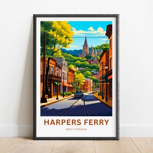 Harpers Ferry Travel Print - Harper&#39;s Ferry poster, West Virginia Wall Art, Framed present, Gift West Virginia Present, Customized Your Text