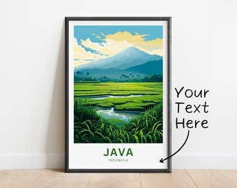 Personalized Java Travel Print - Java poster, Indonesia Wall Art, Framed present, Gift Indonesia Present