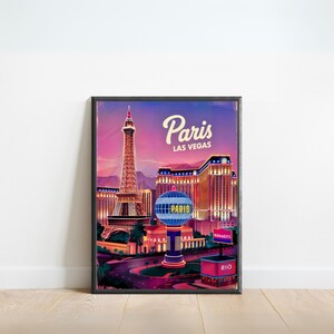Paris Las Vegas Vintage Travel Poster - Las Vegas Print, US Wall Art, Framed, Gift Nevada Present