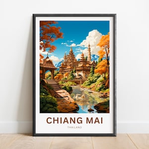 Chiang Mai Travel Print - Chiang Mai poster, Thailand Wall Art, Framed present, Gift Thailand Present