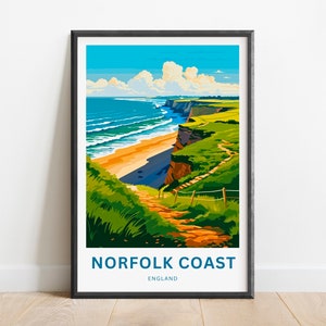 Norfolk Coast Travel Print - Norfolk Coast poster, England Wall Art, Framed present, Gift England Present