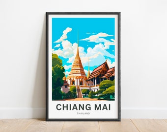 Chiang Mai Travel Print - Chiang Mai Poster, Thailand Wandkunst, gerahmt Geschenk, Thailand Geschenk