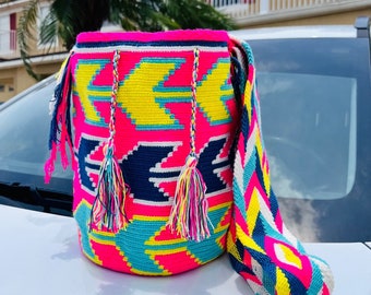 Large WAYUU Mochila Bag, Wayuu Purse, Wayuu Handbag, Crochet Shoulder Wayuu Tote, Wayuu Mochila - Order Now!