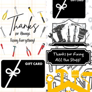 Portatarjetas de regalo de Handyman Rosie Riveter, juego de 3 diseños, amigo, agradecimiento, portatarjetas de regalo, descargar PDF, imprimir desde casa