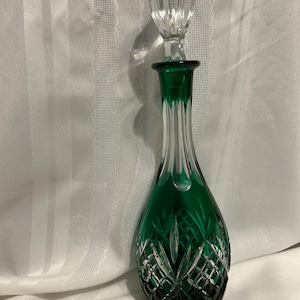 Rare AJKA Caroline Cut Crystal | Tall Color Cut to Clear Decanter