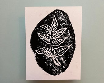 Tiny Branch Linocut Print