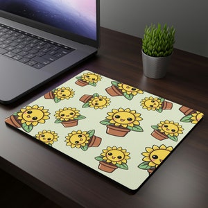 Sunflower Mousepad Sunflower in Pot Mousepad Cute Sunflower Mousepad Kawaii Mouse Pad Gaming Mousepad