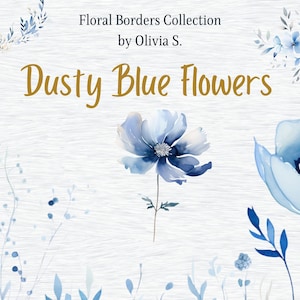 Dusty Blue Floral Clipart - Aquarell Blumen Clipart - Mohnblume - Floral Clipart - Dusty Blau - Blau - Vorgefertigte Clipart - Hochzeit Clipart