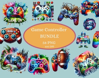 Game Controller Clipart - High Quality 58 PNG Bundle- Digital Download - Card Making, Mixed Media,Digital Paper Craft, Gaming clipart, Gamer