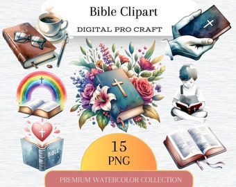 Bible Clipart | 15 PNG  High-Quality Images | Religious Art | Bible Illustrations | Digital Prints | Commercial Use