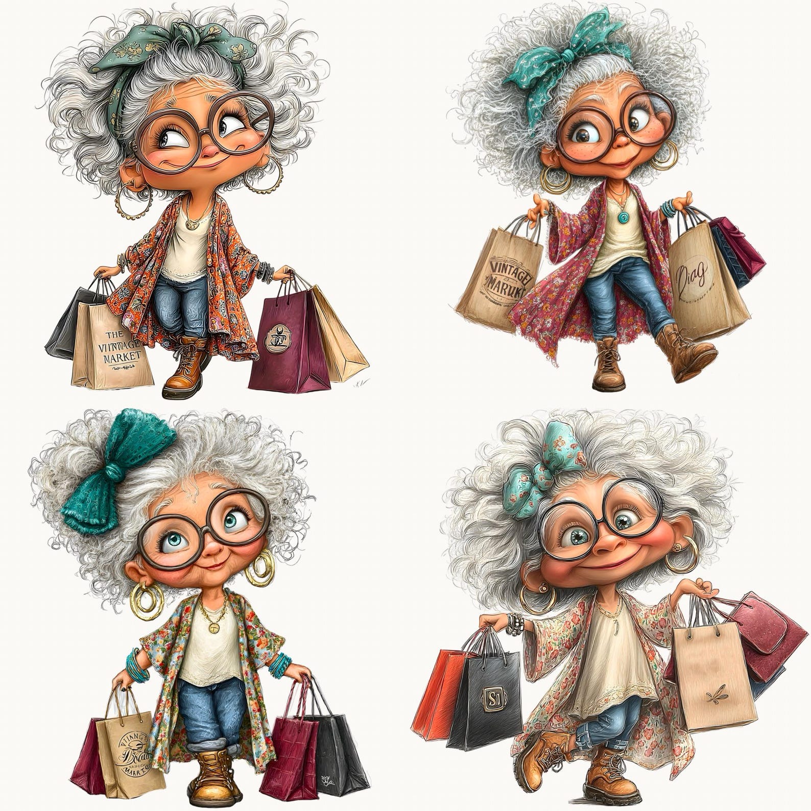 Funny Grandma PNG Clipart | Sassy Old Lady Illustration | Shopping ...