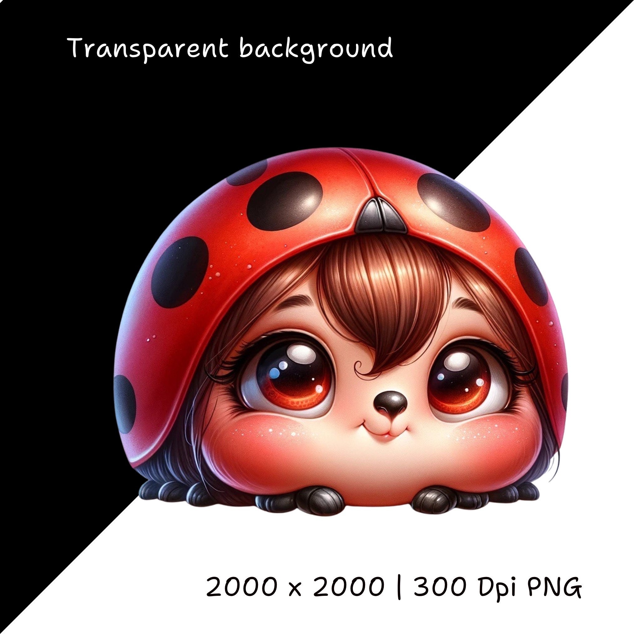 Cute Ladybug Clipart, Digital Download, Cartoon Bug PNG, Commercial Use ...