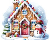 Gingerbread House Png Clipart | Festive Gingerbread House Clipart Bundle | 10 High-Quality Designs | Holiday Art |Printables |Commercial Use