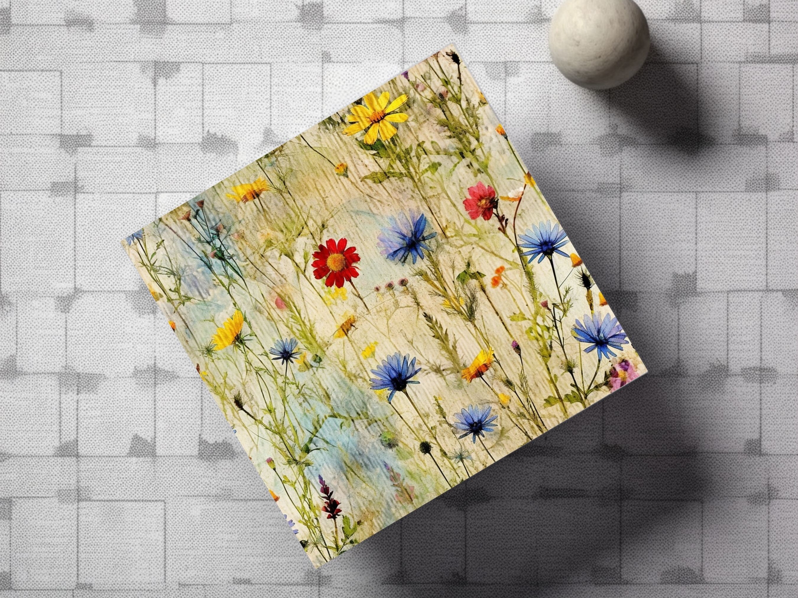 Watercolor Wildflowers Digital Paper, Pack2, Spring Flowers Junk ...