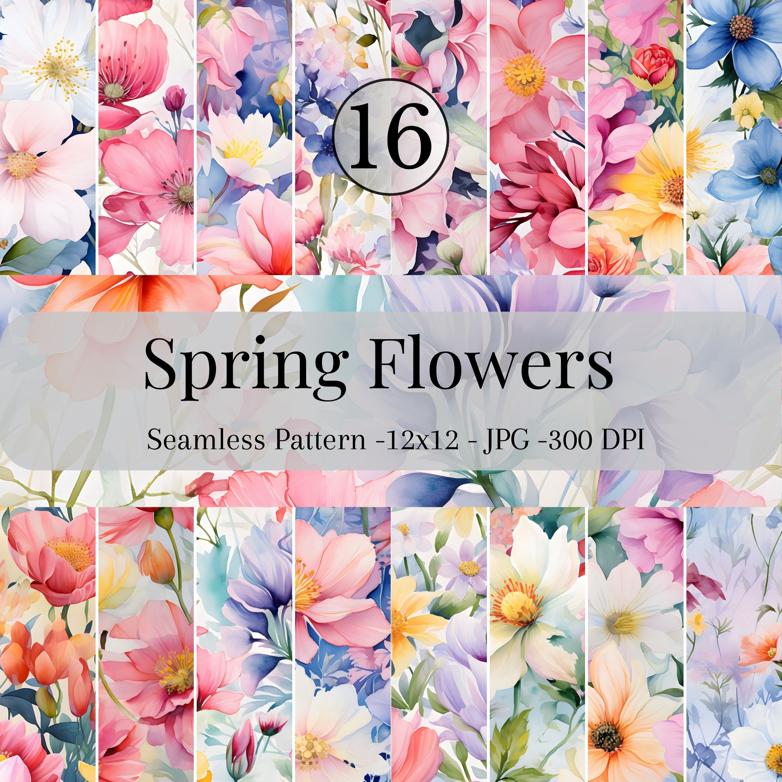 Spring Floral Digital Paper - SEAMLESS - Spring Watercolor Flower ...