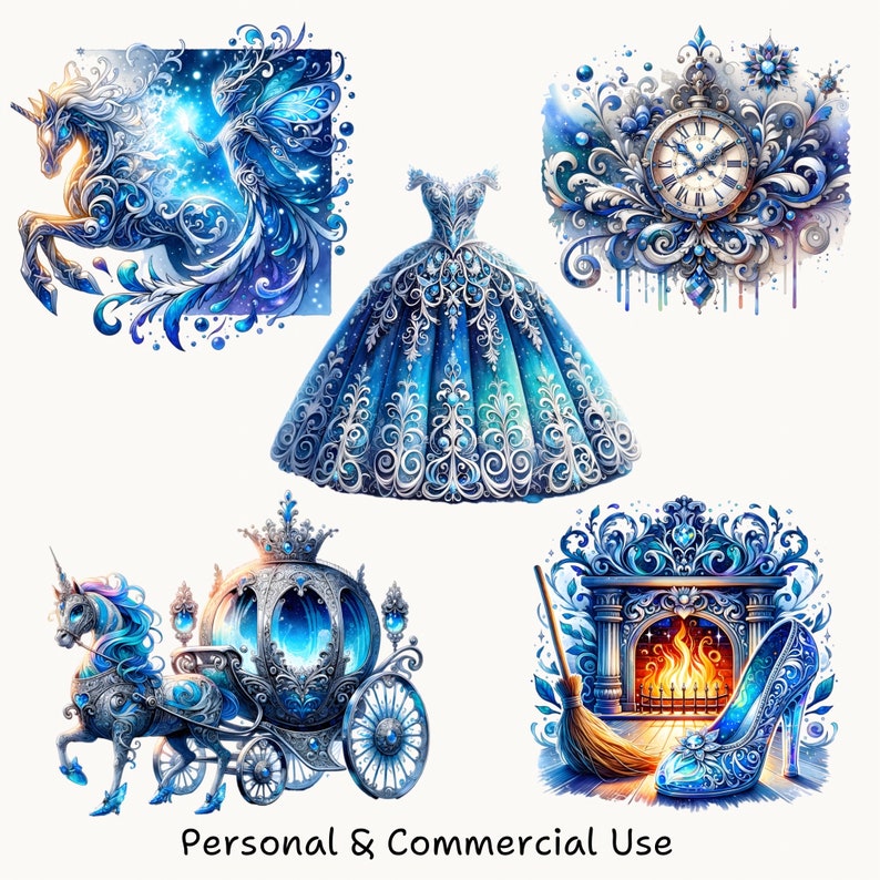 Watercolor Cinderella PNG Clipart Bundle – Party Watercolor Cinderella ...