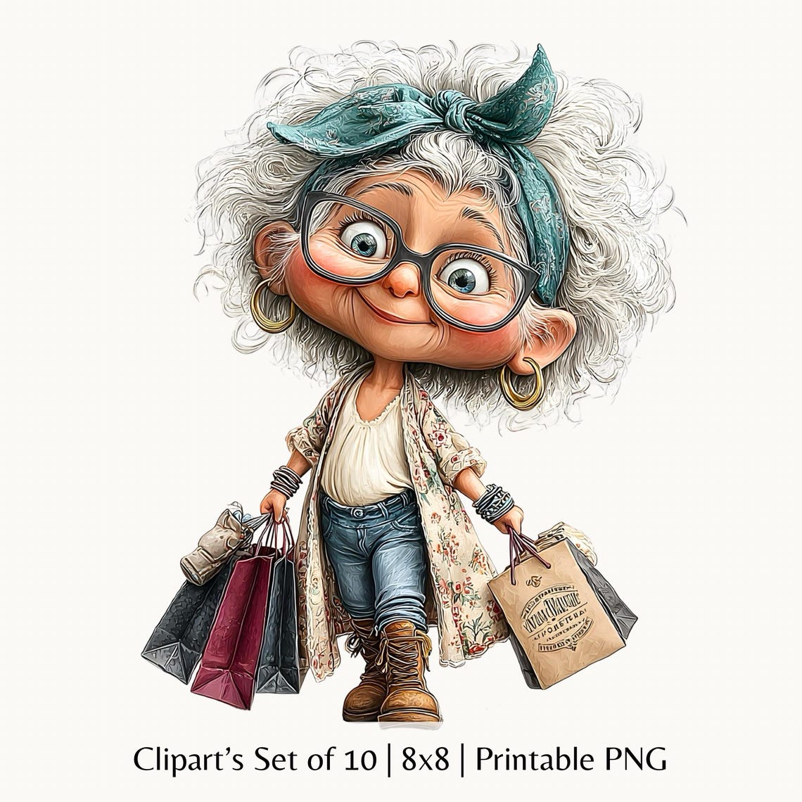 Funny Grandma PNG Clipart | Sassy Old Lady Illustration | Shopping ...