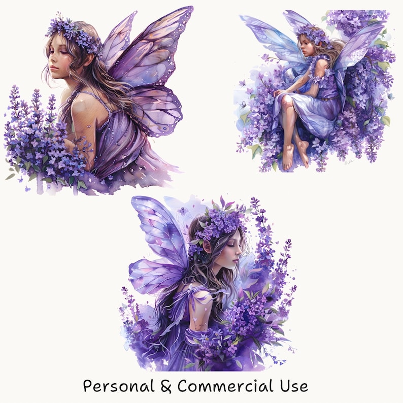 Watercolor Fairy Clipart, Purple Floral Fairy PNG, Digital Download for ...