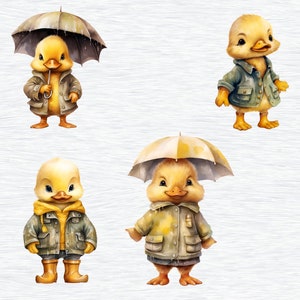 Duck in Rain Clipart, Duck PNG, Rain Clipart, Watercolor Duck, Duckling ...