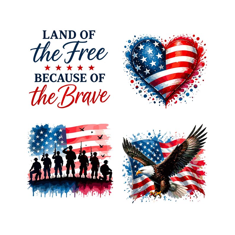Memorial Day Watercolor PNG Clipart Bundle | Patriotic American Flag ...