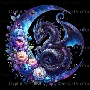 Celestial Dragon Clipart Bundle - Beautiful Baby Dragon PNG Graphics with Transparent Background for T-Shirt Design and More