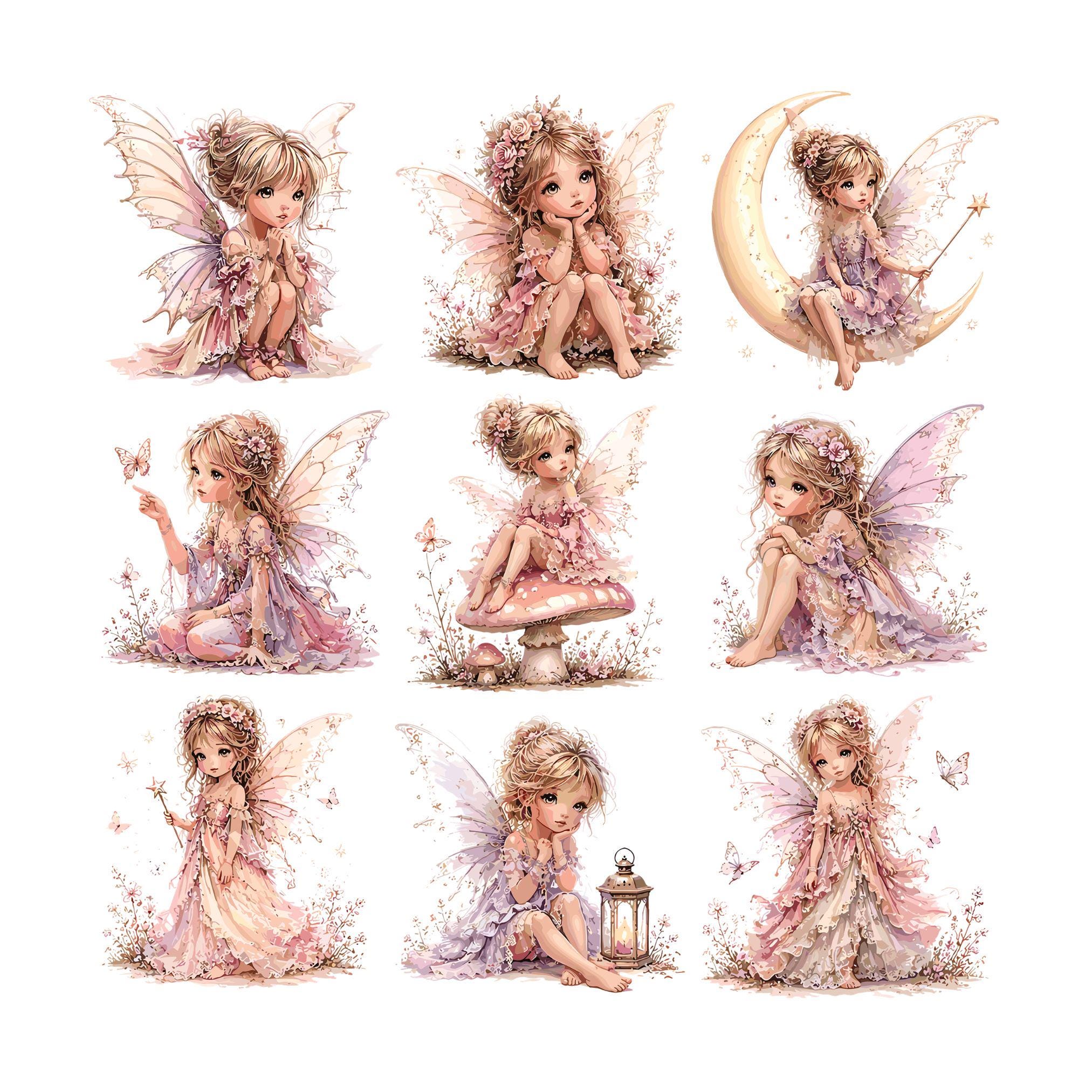 Watercolor Fairy Clipart Bundle | Whimsical Forest Fairy PNG | Magical ...