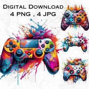 Clipart controller di gioco - PNG-JPG di alta qualità - Download digitale - Creazione di carte, Supporti misti, Creazioni con carta digitale, Clipart di gioco, Giocatore