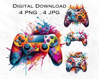 Game Controller Clipart - High Quality PNG-JPGs - Digital Download - Card Making, Mixed Media,Digital Paper Craft, Gaming clipart, Gamer