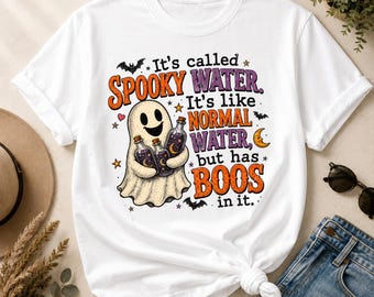 Spooky Water Ghost PNG | Funny Halloween T-Shirt Design | Boos In It Alcohol Pun | Spooky Season Sublimation | Retro Ghost Graphic Tee
