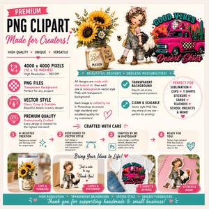 Peut inclure: Une fiche de conception graphique num&eacute;rique pr&eacute;sentant des illustrations de bocaux de tournesols, un personnage de dessin anim&eacute; avec un coq et un camion rose avec le texte Good Vibes Desert Skies. La mise en page inclut des sp&eacute;cifications techniques.