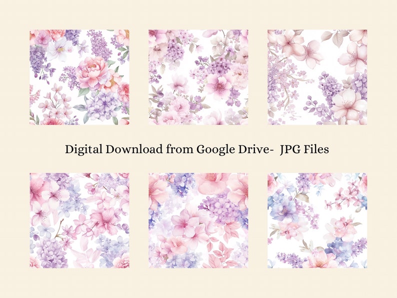 Delicate Spring Floral Digital Paper Pack, Pastel Flowers Seamless ...