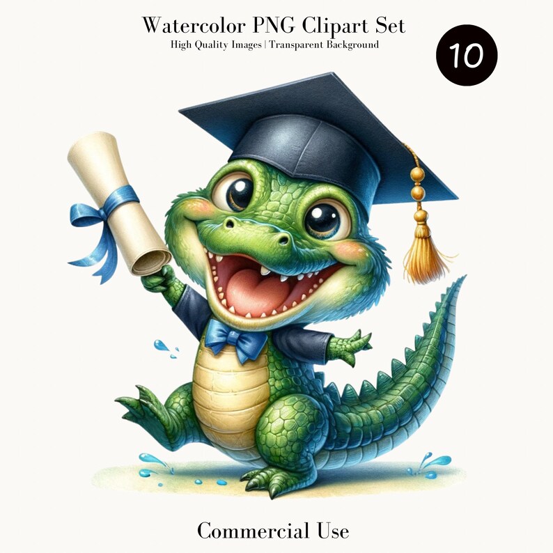 Last Day of School Celebration Alligator Clipart, Graduation Cap ...