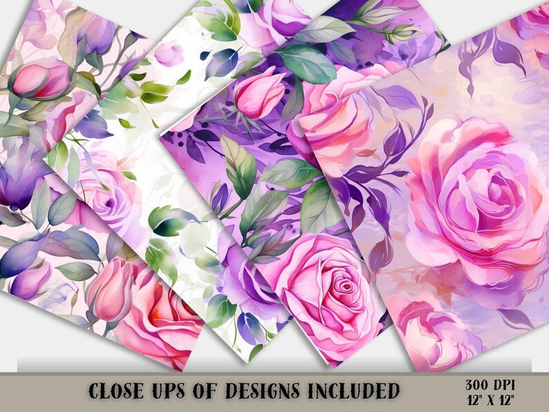 Pink and Green Floral Digital Paper - SEAMLESS - Pink Green Watercolor ...