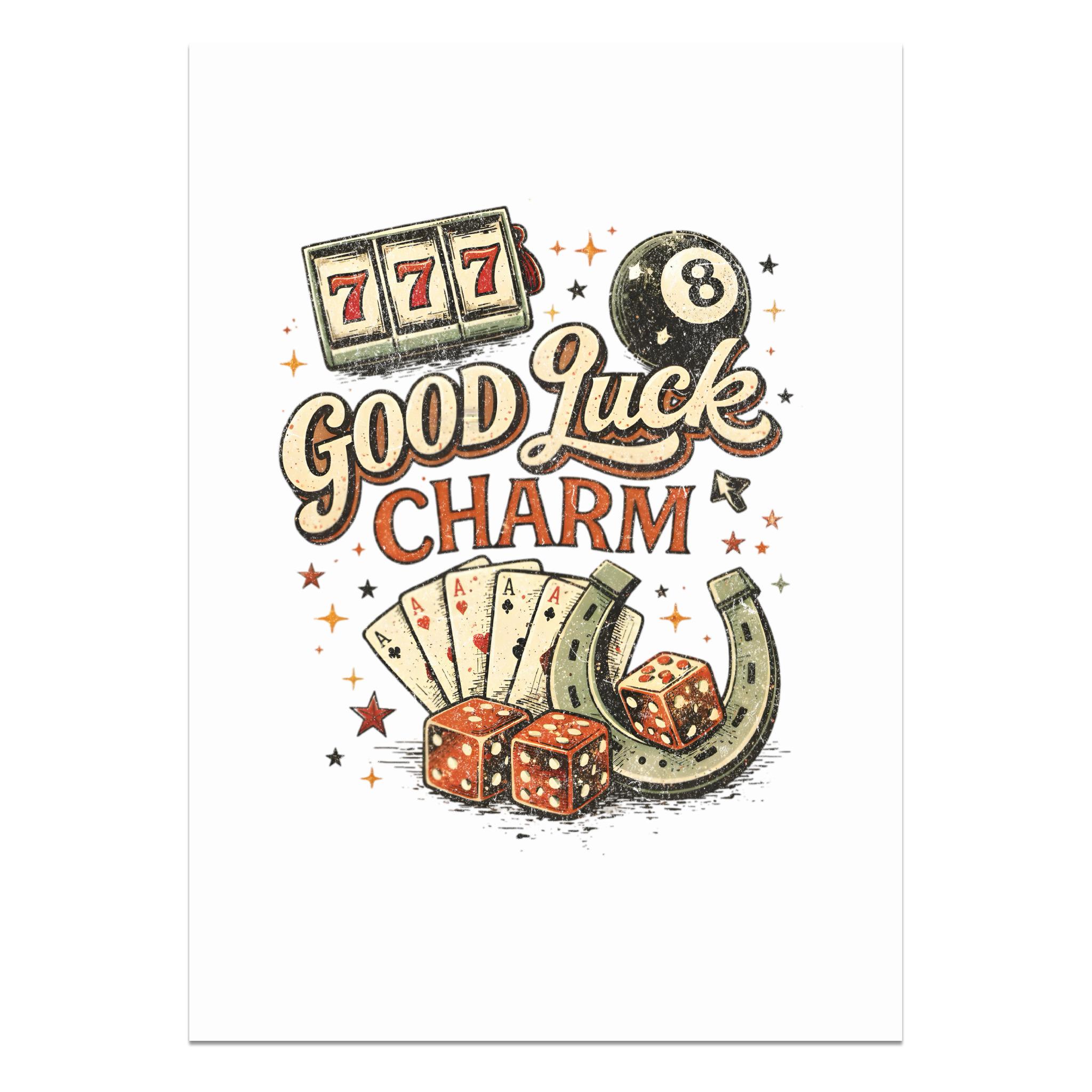 Good Luck Charm Vintage PNG, Distressed Design, Lucky Graphics, Casino ...