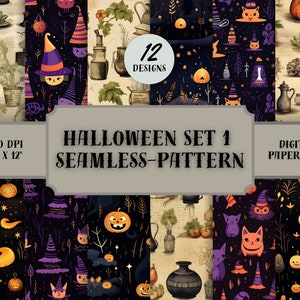 Aquarell Halloween SEAMLESS Patterns-Set 1- Halloween Digital Paper - 12 Designs - 12 x 12 in - Kommerzielle Nutzung - Halloween Patterns-Card Craft