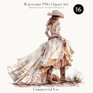 Cowgirl Braut Hochzeit Clipart, Western Texas Braut PNG, Aquarell Braut Illustration, rustikale Hochzeit digitale Grafik, kommerzielle Nutzung