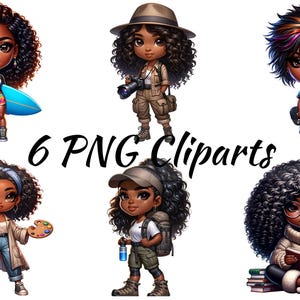 Vibrant Cartoon Chibi Hobbies Characters Collection - Fun Active Personalities in PNG Clipart for Digital Download with Transparent