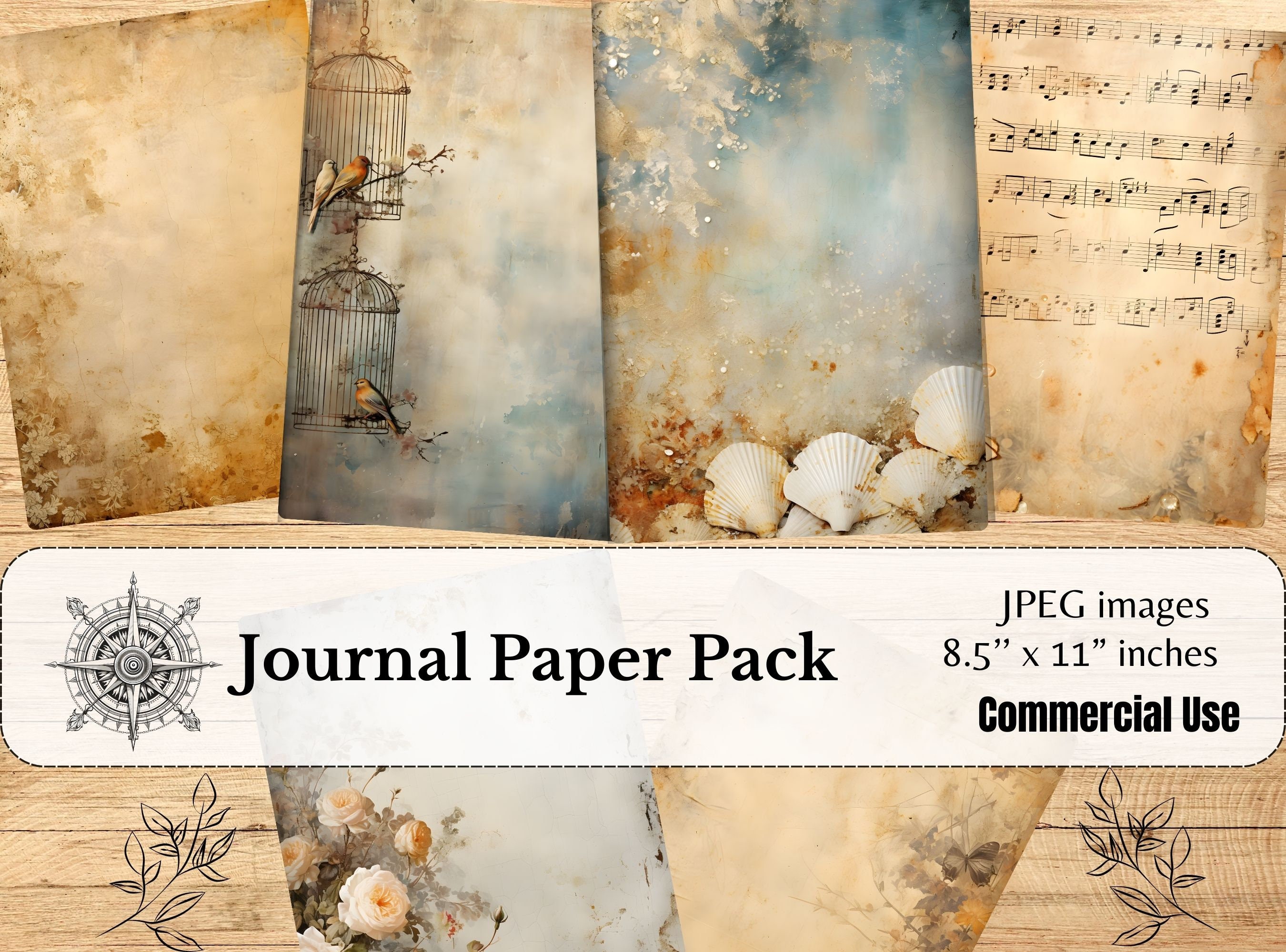 25 Antique Gold Junk Journal Pages,retro Junk Journal Kit, Printable ...