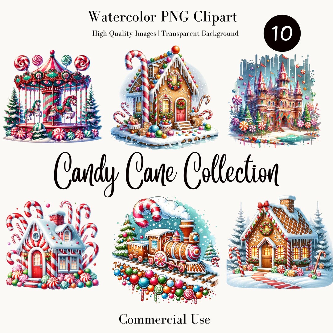 Candy Cane House Clipart | Candy Cane Clipart Bundle – 10 High-quality ...