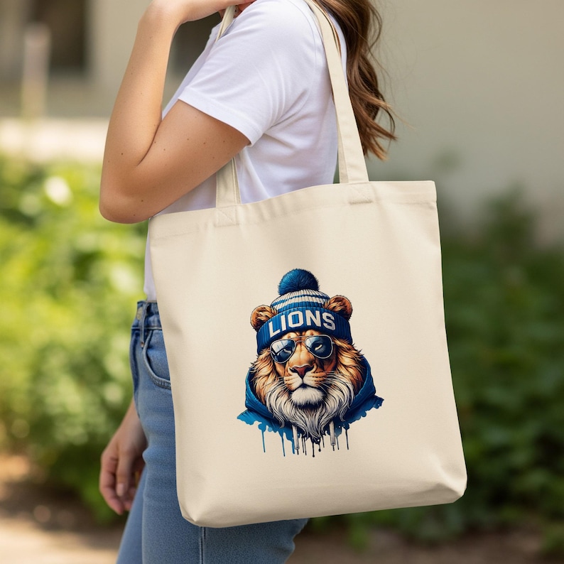 Lion Graphic Tote Bag, Trendy Animal Print Canvas Bag, Casual Street Style, Eco-Friendly Reusable Shopping Bag