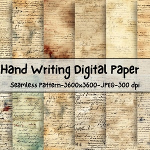 Vintage handschrift Veelzijdig digitaal papier Naadloze patronen Textuur|Hoge kwaliteit JPEG en royalty-free-directe downloads, sublimatieontwerp