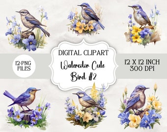 Blue Bird Clipart set 2, 12 High Quality PNGs, Nursery Art, Instant Digital Download | Card Making, Animal Clipart, Digital Paper Craft