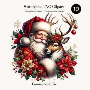 Pacote de clipart de Papai Noel de Natal, pacote de png de Papai Noel e renas, clipart de Papai Noel, pacote de png de Natal, enfeites de Natal, uso comercial