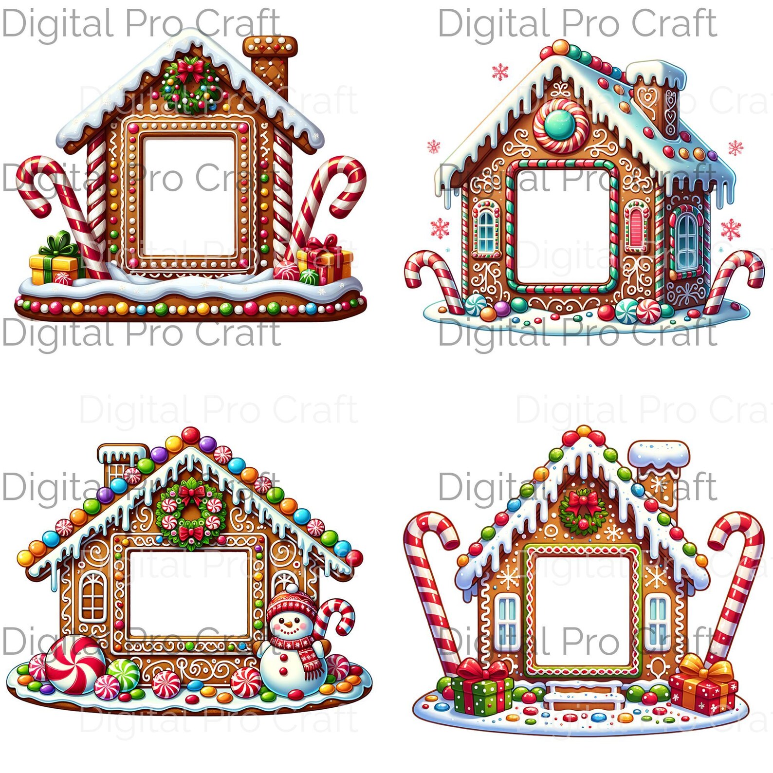 Whimsical Gingerbread House Picture Frame Png Clipart for Instant ...