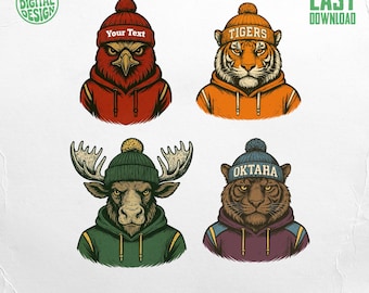 Custom Vintage Mascot Design, Personalized Animal Art PNG, Retro Mascot Logo, Cartoon Animal Illustration, Sports Team Logo, Family