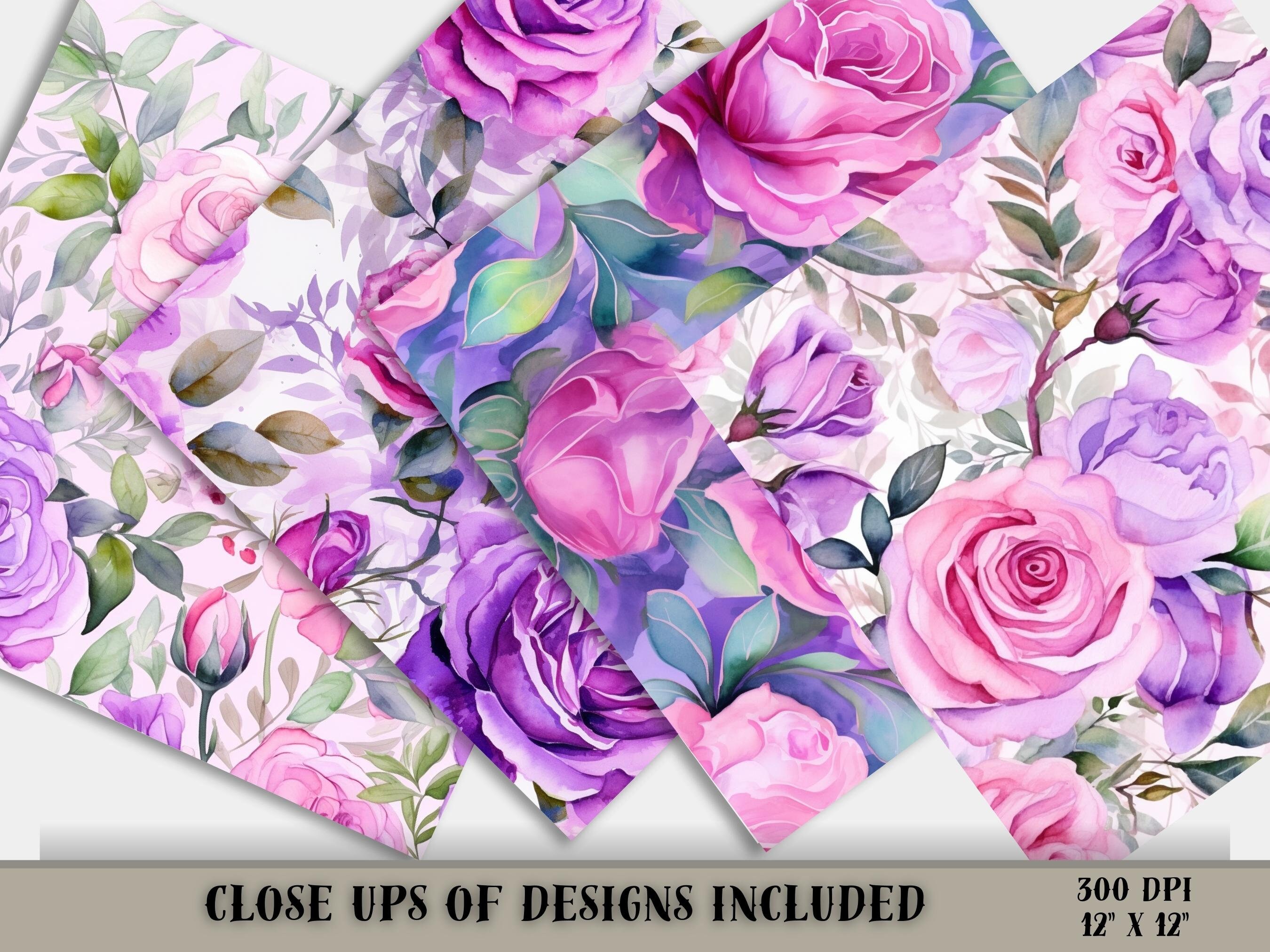 Pink and Green Floral Digital Paper - SEAMLESS - Pink Green Watercolor ...